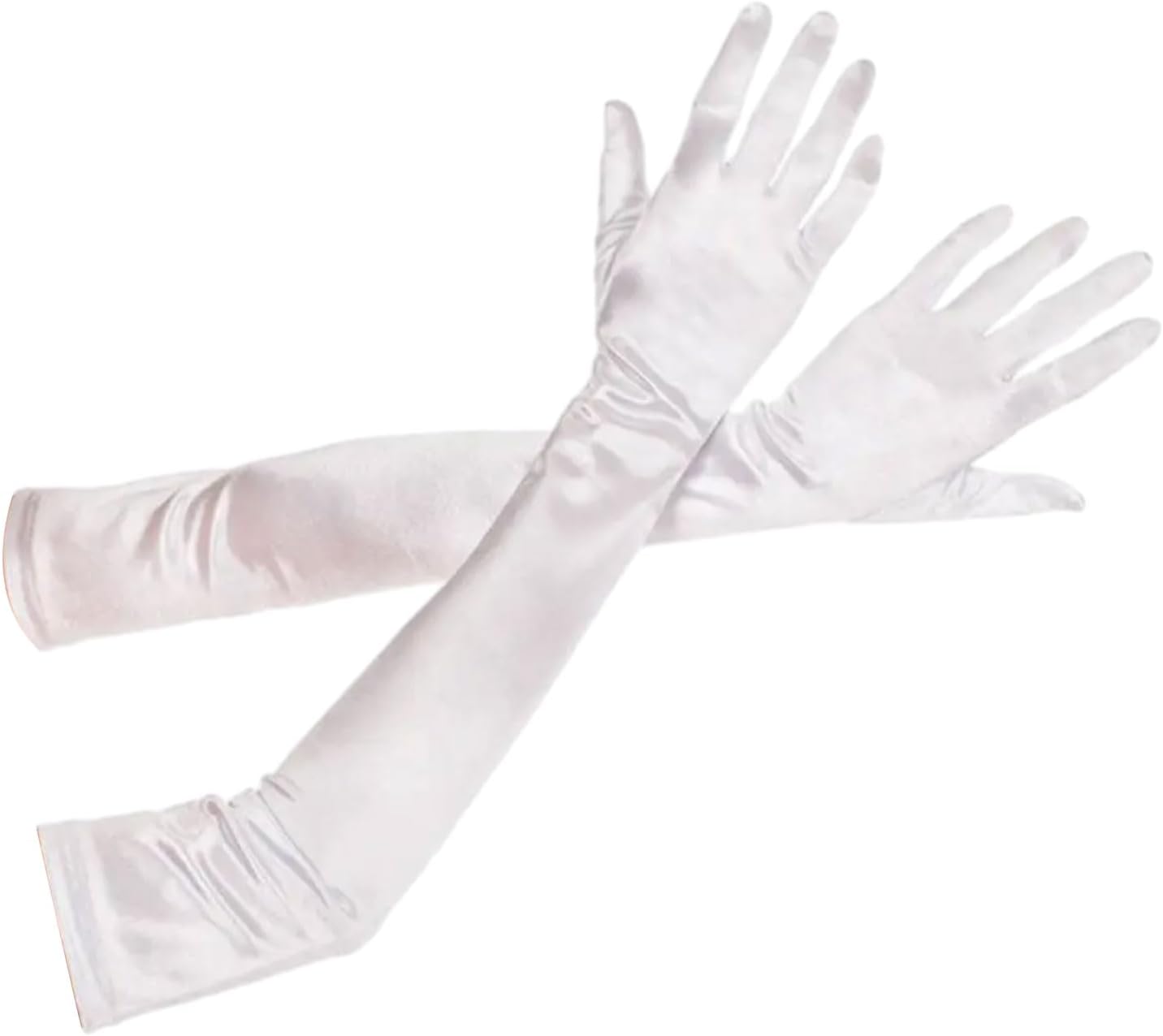 JezioroLong Gloves for Women,Black White Red Satin Glove Halloween Kostรผm Fancy Evening Dress Elbow Length Opera Gloves 1920s Costume,for Adult Witches Halloween Party Wedding Bridal Dresses Accessories