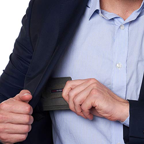 Image of Alpine Swiss RFID Dermot Money Clip Front Pocket Wallet For Men Leather Hampton Collection Nubuck Gray