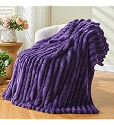 NEWCOSPLAY Super Soft Throw Blanket Purple Premium Silky Flannel Fleece 3D Ribbed Jacquard Lightw...