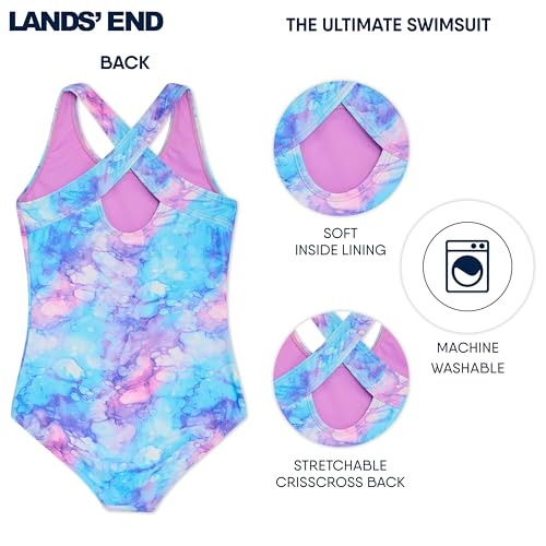Image of Lands' End Girls' UPF 50+ Stretch Crisscross Back One Piece Swimsuit
