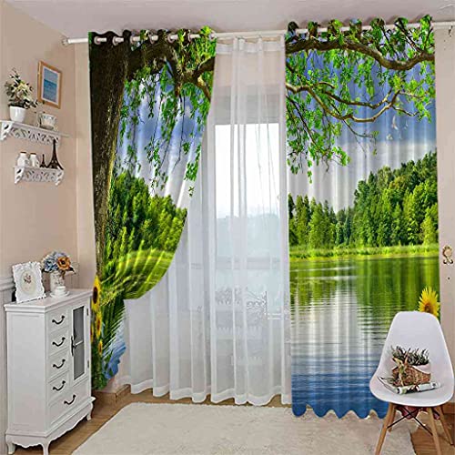 Rideaux occultants 100% polyester isolant thermique phonique forêt 3D