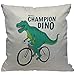 HGOD DESIGNS poszewka na poduszkę dinozaur T-rex dinozaury na rowerze mistrz ozdobna poszewka na poduszkę domowa dekoracja dla mężczyzn/kobiet / chłopców / dziewcząt salon sypialnia sofa krzesło 45 x 45 cm poszewka na poduszkę