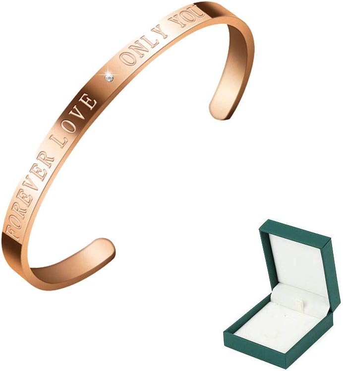 Forever Love ONLY You Cuff Bangle Engraved Titanium Steel Bracelets Jewelry for Women Her Love Gift Charms Accessories