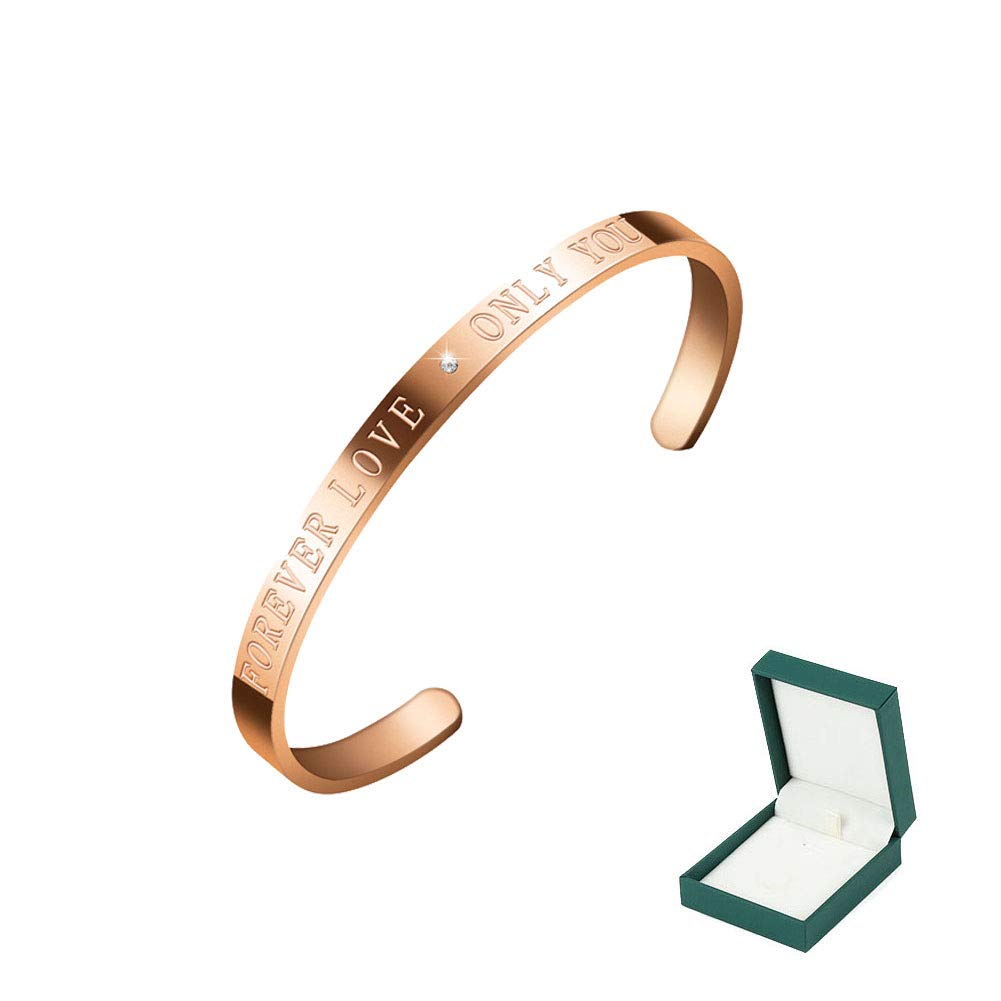 Forever Love ONLY You Cuff Bangle Engraved Titanium Steel Bracelets Jewelry for Women Her Love Gift Charms Accessories