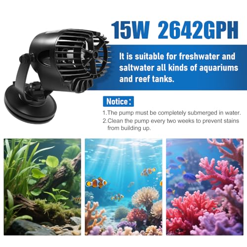 Image of DaToo 2642GPH Mini Aquarium Circulation Pump Ultra-quiet Fish Tank Wave Maker With Suction Cup 360 Degree Rotatable Aquarium Power Head Submersible Water Pump For Freshwater And Saltwater