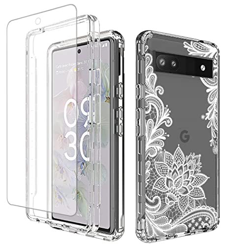 Coque Pixel 6A transparente GX7AS avec motif mandala artistique et vitre 9H