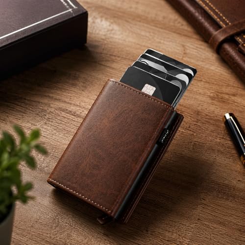 Image of RFID Protected Wallet | Personalised Gift for Man Custom Name |Pop-up Card Holder | Up to 8 Cards | Credit & Debit Cardholder