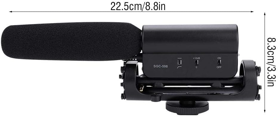 Diagram showing the dimensions of the TAKSTAR SGC-598 microphone