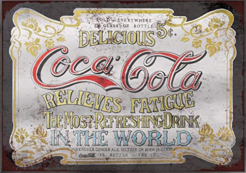 Plaque décorative murale en aluminium avec inscription « Coca Cola Coke » - Style rétro - Pour bar, pub