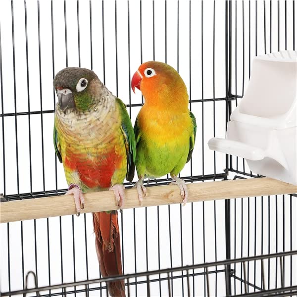Cage à Oiseaux Décorative en Métal avec Toit Ouvrable, Balançoire, Perchoirs, Plateau Coulissant