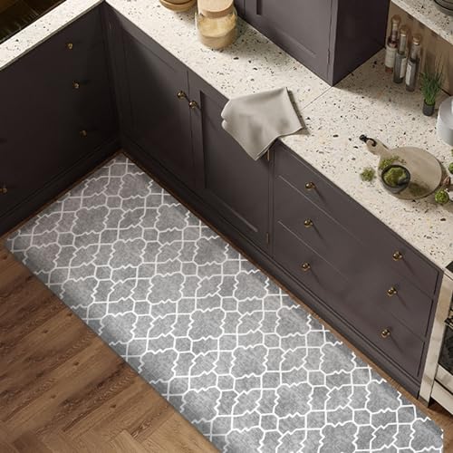 Freshmint Trellis Kitchen Mat 0.47 Inch Thick Anti-Fatigue Cushioned Kitchen Mats 17.3 Inchx60 Inch For Floor, Long Waterproof Non Slip Comfort Standing Mat Kitchen Rug For Kitchen Decor Sink Office cover