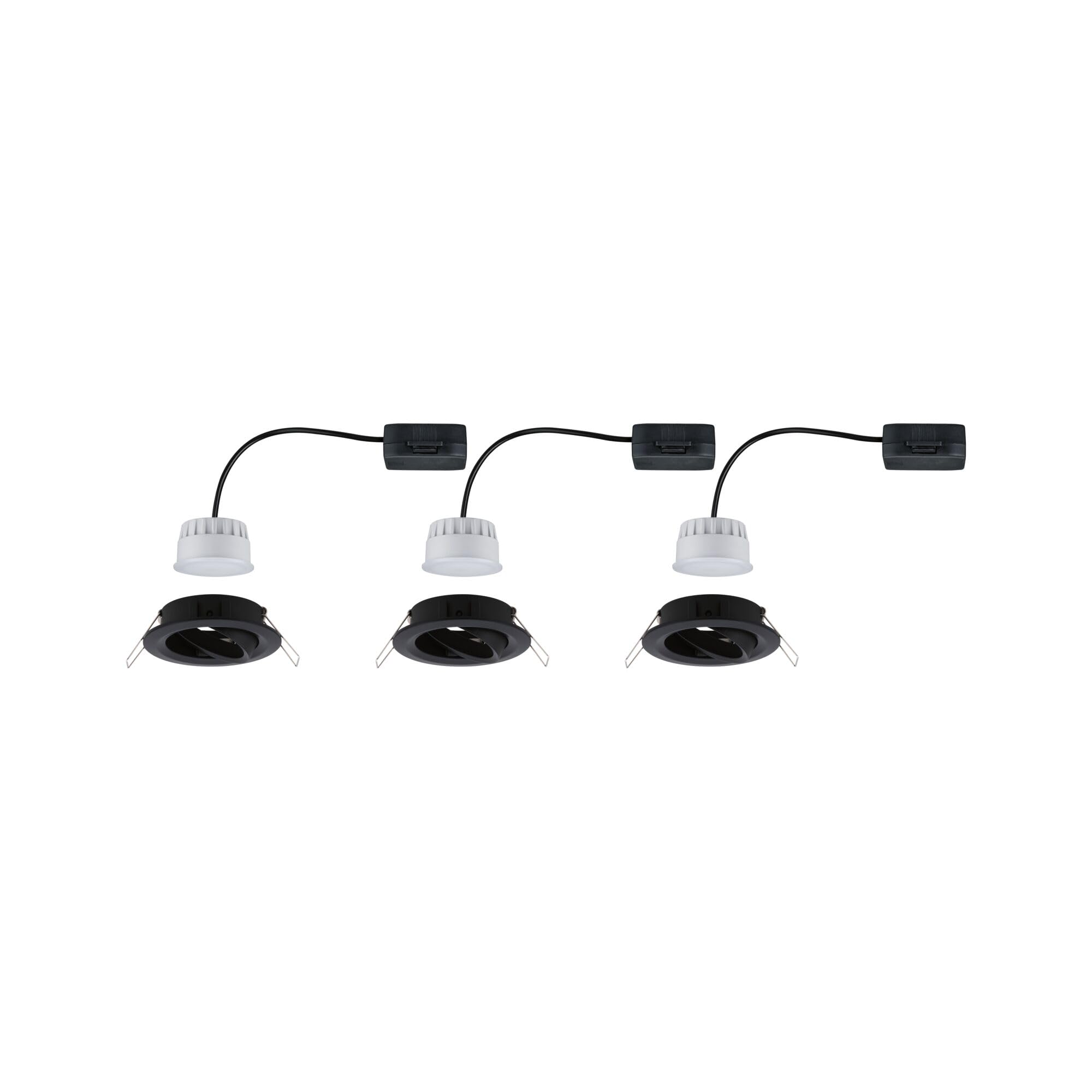 Paulmann 94472 Nova LED Einbauleuchte 3er Set Coin schwenkbar Warmweiß 3-Stufen-dimmbar rund incl. 3x6,5 Watt dimmbar Einbaustrahler Schwarz matt Spot Alu Einbaulampe 2700 K Coin