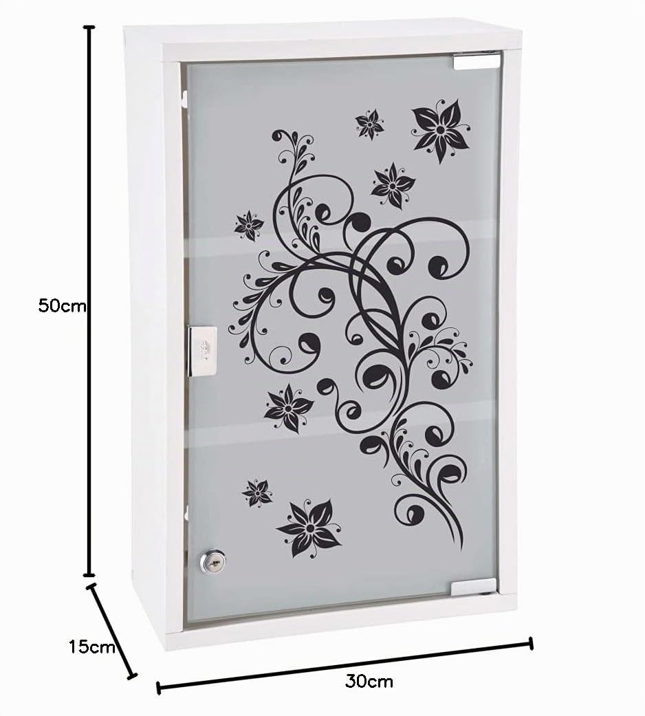 Hi - Armoire à Pharmacie Robuste avec étagères, refermable, Pratique Armoire Murale compacte en Verre, Rangement en Acier Inoxydable, Trousse de Secours