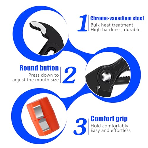 VINSPIRE Water Pump Pliers, 200mm Pliers Wrench, Max Jaw 68mm (Double), 35mm (Single),Quick Multi-Function Adjustable Wrench, for Home Repair, Gripping, Nuts, Bolts, Pipe & Fittings 7 VINSPIRE Water Pump Pliers, 200mm Pliers Wrench, Max Jaw 68mm (Double), 35mm (Single),Quick Multi-Function Adjustable Wrench, for Home Repair, Gripping, Nuts, Bolts, Pipe & Fittings - Image 7
