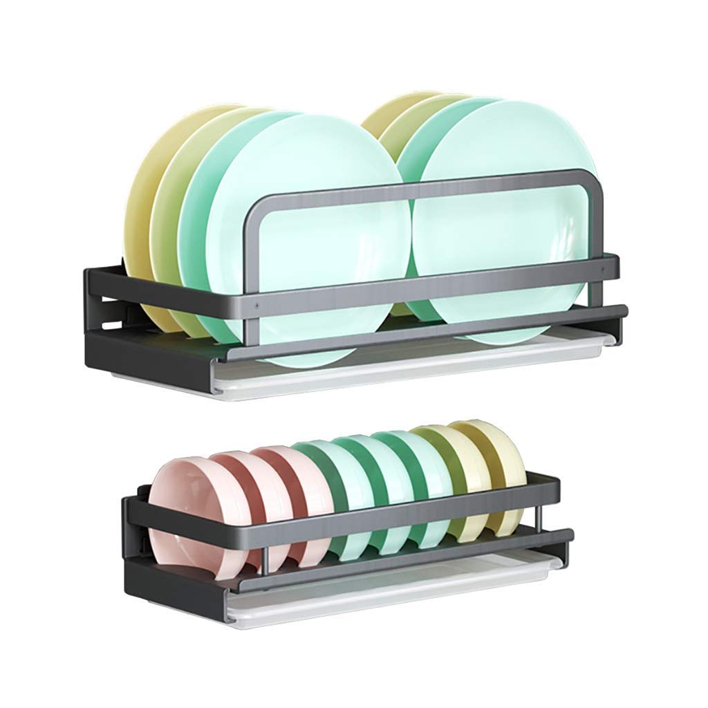 Scaffale da Cucina Nero, Combinazione di scolapiatti scolapiatti in Metallo a Parete in Alluminio, Installazione Perforata