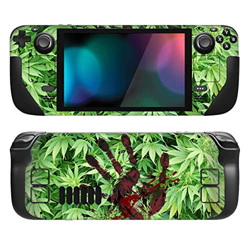 PlayVital Calcomanía Completa Protectora Kit para Steam Deck Vinilos Personalizados Skin Sticker Adhesivo Cubierta Pegatina para Steam Deck PC Portátil en Mano Gaming(Hierbas con Sangre Huella) Cover