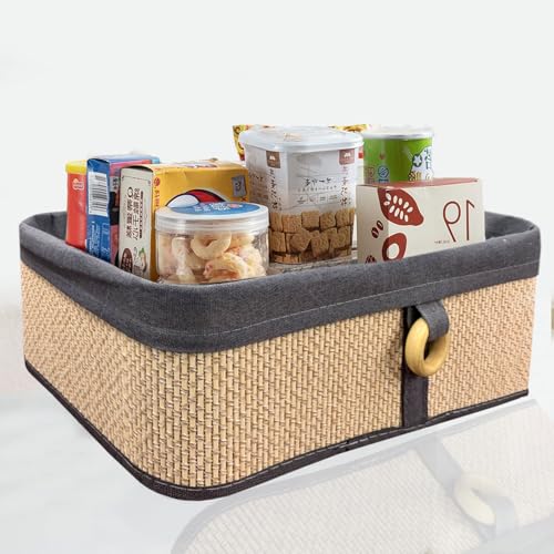 Image of LUXE HOME INTERNATIONAL Storage Basket Brick Bamboo Box Eco-Friendly, Foldable & Lightweight Organizer (Beige, 30x20x12 cm, Pack of 2)