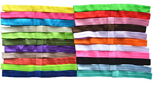 Qandsweet Baby Girl's Stretch Headbands Crochet Stretchy Hair Bands DIY Accessories for Flower Or Bows (14 Inch 22 Colors)