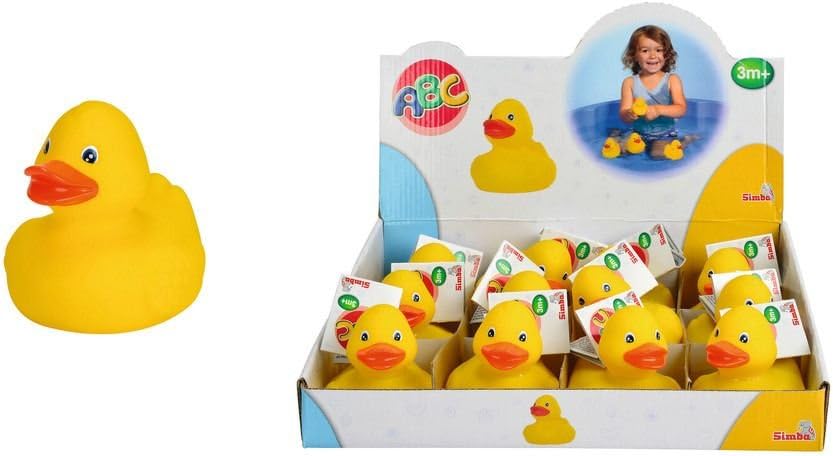 Simba ABC 104013533 Bath Duck, 8 cm, Yellow, Bath Fun, Bath Toy, Water Duck, Bath Duck, Squeaky Duck, Suitable from 3 Months