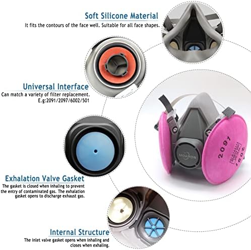 Reusable Half Facepiece, Half Facepiece with Goggle, Safety from Mud and Natural Vapors, for Portray, Sanding, Sharpening, Spraying, Adorning 2 51IfimXgZBL. AC