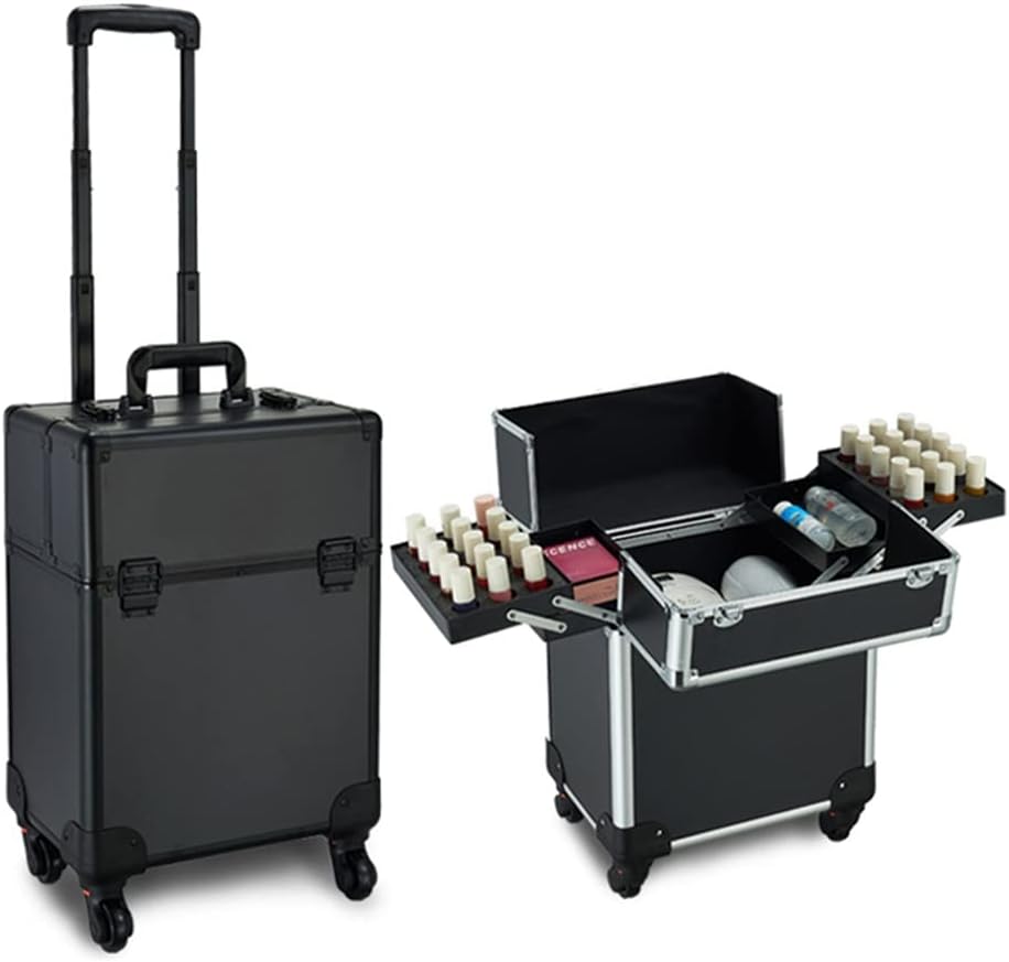 Cosmetic Suitcase Travel Large-capacity Storage Toolbox Roller Beauty Barber Trolley Case(Black) image 4
