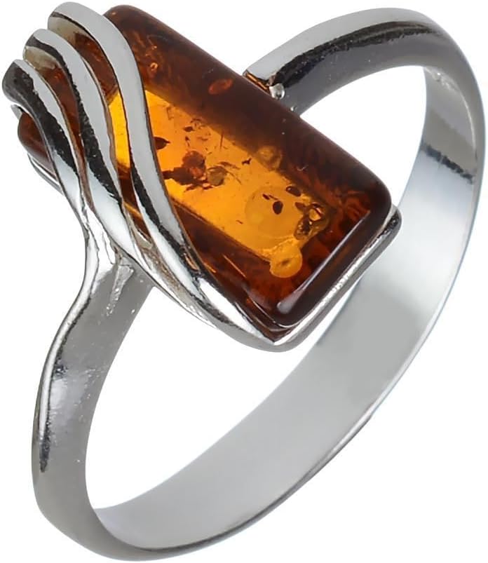 HolidayGiftShops Sterling Silver and Baltic Honey Amber Ring Ninelle