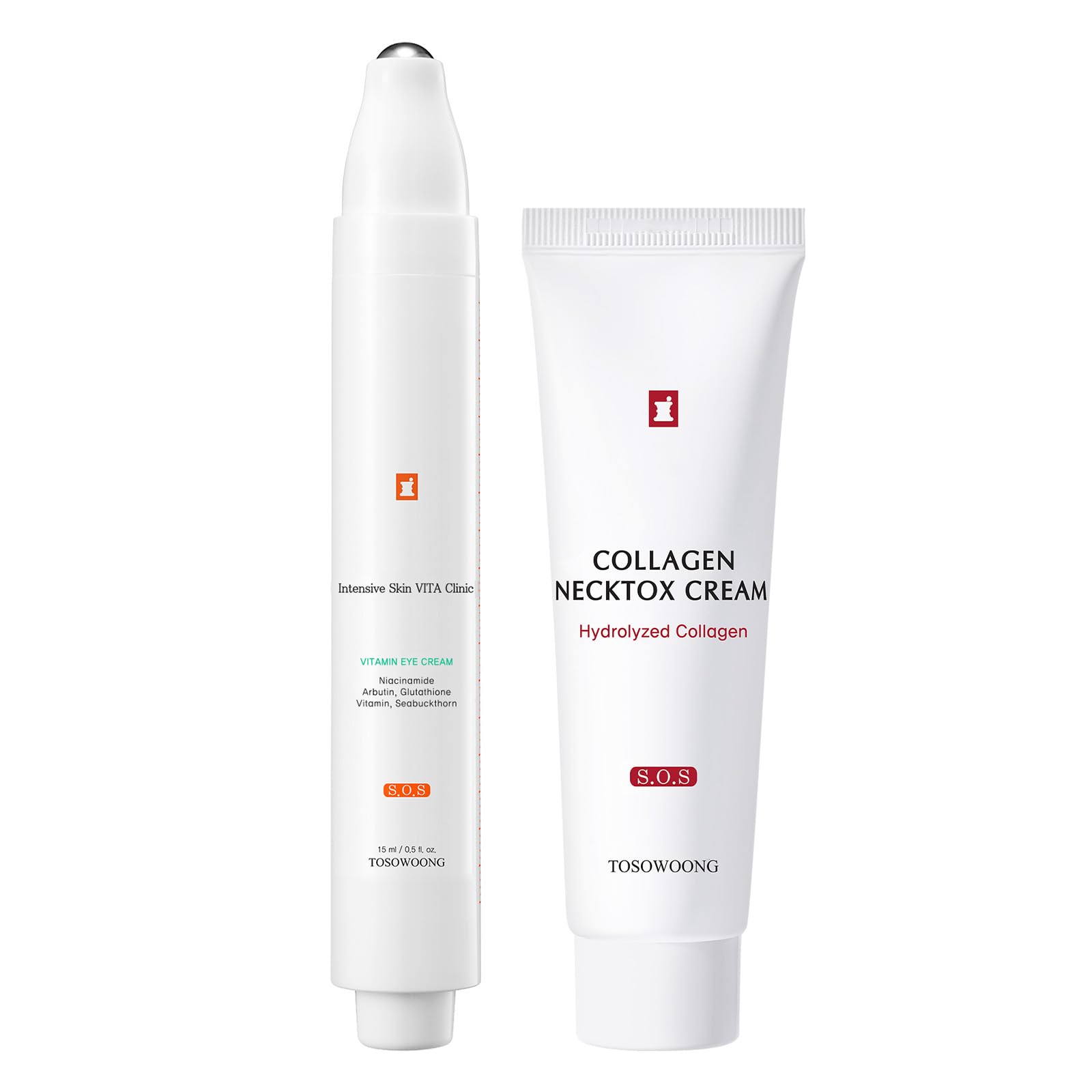 Duo Collo e Occhi Giovanile: TOSOWOONG Crema Collagen Necktox & Crema Occhi VITA Clinic Vitamin per Compattezza e Idratazione