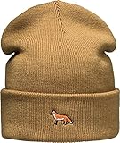 Doppellagig (A) Strickmütze Herren & Damen : Fuchs - Jagdmütze Jäger Geschenke Jagd Zubehör - Beanie Männer Mütze Winter (Braun)
