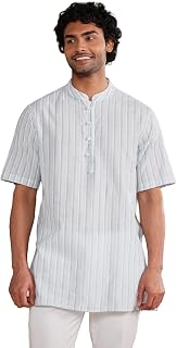 Fabindia Blue Cotton Stripe Short Kurta Price In India
