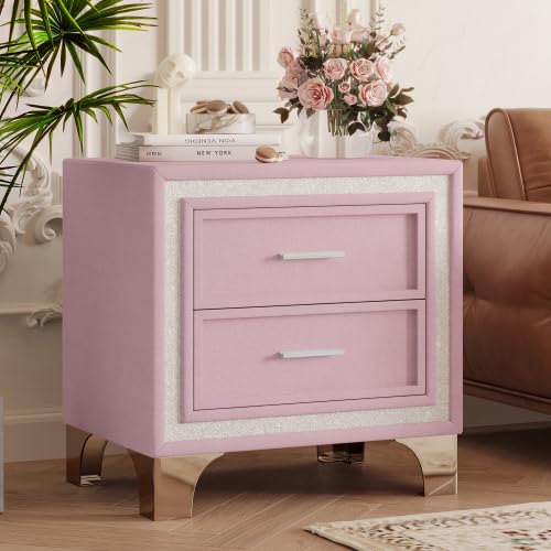 Amazon.com: 2-Drawer Nightstand with Silver Glitter Strip