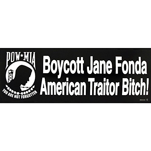 POW MIA Boycott Jane Fonda Bumper Sticker 3-1/4