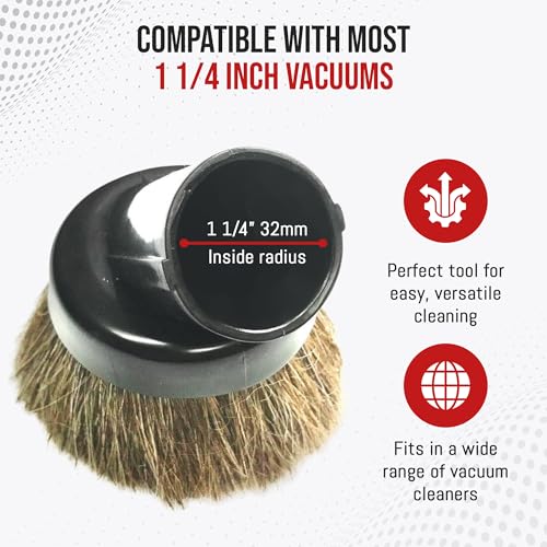 Image of MP Maresh Products Household Cleaning Vacuum Brush Attachment - Horse Hair Vacuum Cleaner Accessories, Soft, Dust Floor Brush, Compatible with Shop Vac 1-1 /4 inch Vacuum Cleaners for Hard Surfaces - Black