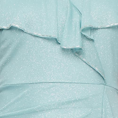 Image of S.L. Fashions Women's Glitter Mesh Stretch Dress W /Shoulder Embellishment Formal Long Gown, (Petite and Regular Sizes)