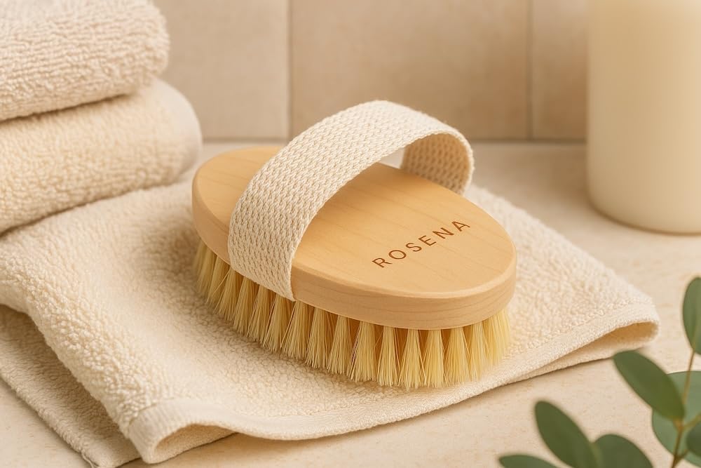 Brosse de brossage à sec pour le corps – Idéale pour exfolier la peau sèche, le drainage lymphatique et le traitement de la cellulite – Exfoliant bio et brosse de massage(ovale)