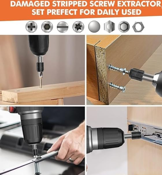 Miniatura 6 de Juego de extractor de tornillos y removedor de pernos de 33 piezas, kit de extracción de tornillos dañados, pelados y rotos con extensión de enchufe