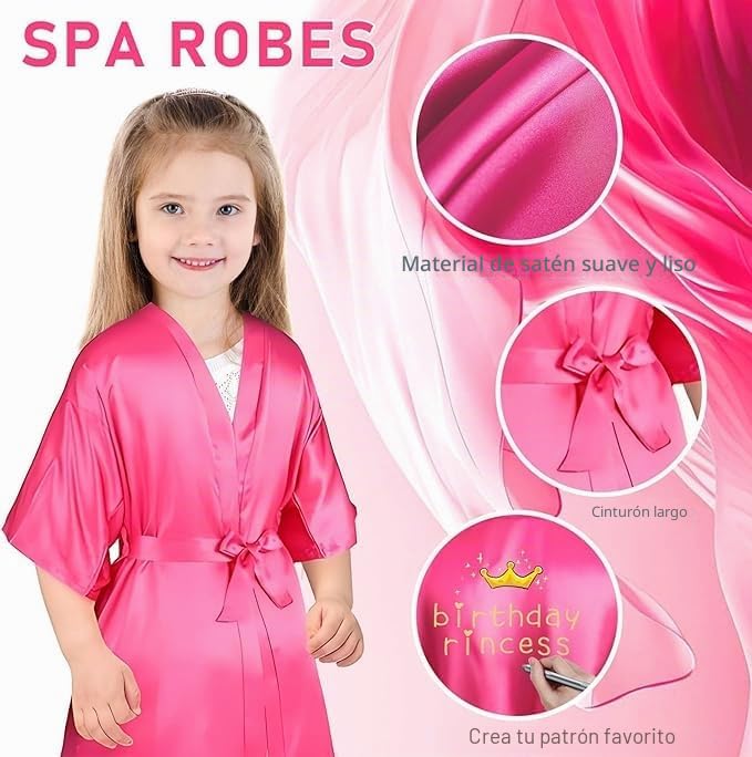MSYU Juego de 30 piezas de suministros de fiesta de spa para niñas, batas de satén para fiestas de pijamas, suministros para fiestas de pijamas con diadema y venda para los ojos, regalo de cumpleaños