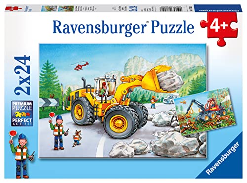 Ravensburger - 78028 - Puzzle Excavatrice Et Tracteur De Fôret 2x24 Pièces