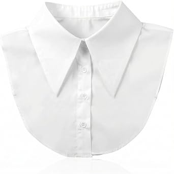 Fake Collar White Detachable Collar for Women, Elegant Formal Faux Blouse Collars, Big Pointed False Cotton Collars Shirts Half Shirt, Versatile Layering Accessories for Dresses, Suit, Outfits