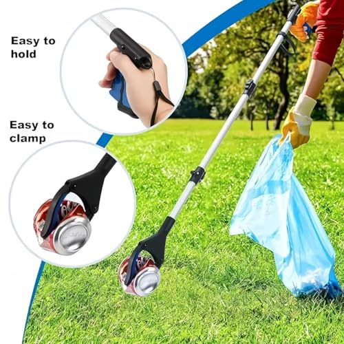 Image of 2-Pack Grabber Reacher Tool, 43 Inch Extra Long Steel Foldable Pick Up Stick with Strong Grip Magnetic,Trash Claw Grabber Tool, Hand Grabber for Reaching, Arm Extension (Blue)