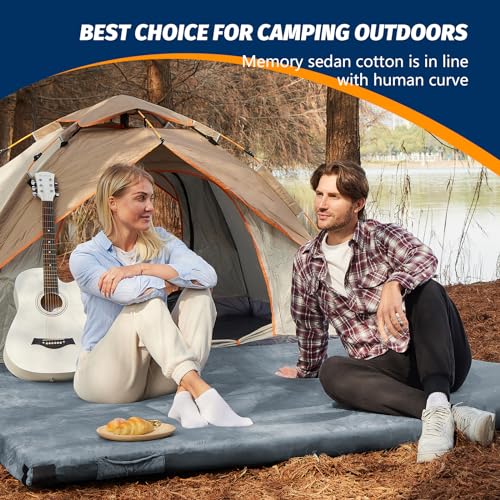 Image of CYMULA Memory Foam Camping Mattress Pad, Sleeping Mat, Portable Roll Up Mattress for Adults, Camping Bed Pads for Sleepover, Car Bed with Travel Bag