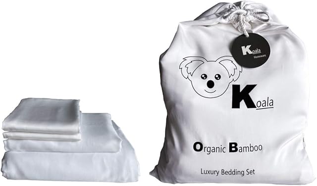 Koala 100% Organic Bamboo Bedding Set Pearl White, King (U.K. Standard)