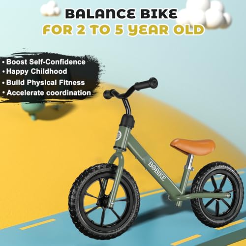 Image of Bobike Toddler Balance Bike Toys for 2 to 5 Year Old Girls Boys Adjustable Seat and Handlebar No-Pedal Training Bike Best Gifts for Kids