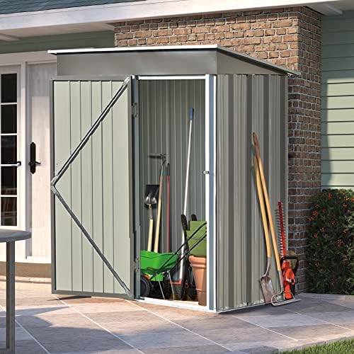 5′ x 3′ Outdoor Storage Shed, Small Metal Shed with Design of Lockable Door, Utility and Tool Storage for Garden, Backyard, Patio, Outside use (Gray)