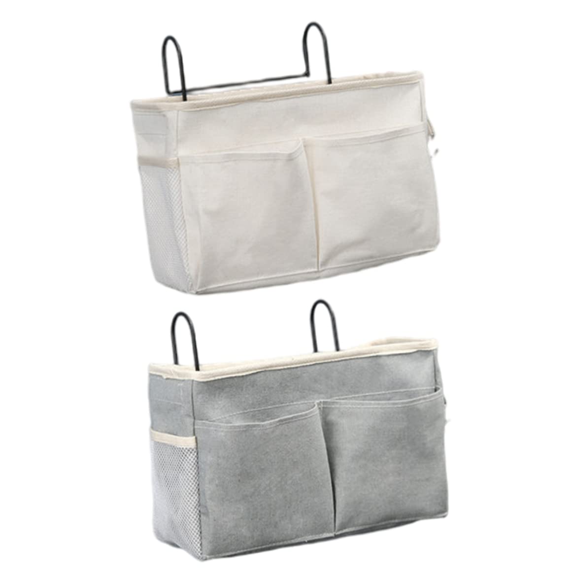 Lit rangement poche suspendue caddy gris pour ranger livres et téléphones sans table de chevet