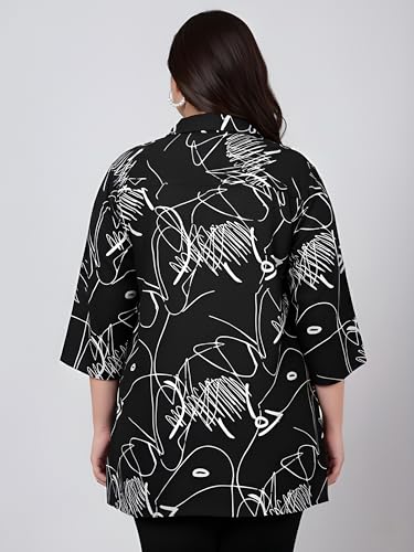 Image of Indietoga Women's Plus Size Viscose Rayon Printed Longline Shirt Tops (2XL to 7XL)