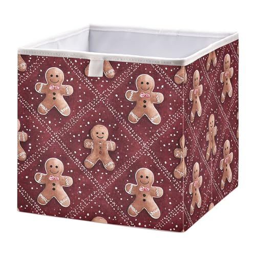 Ewusp Scatola portaoggetti a forma di omino di pan di zenzero, 28 x 28 cm, pieghevole, per armadio, cestino per giocattoli per cani, cestino per bambini, per cameretta dei bambini, camera da letto
