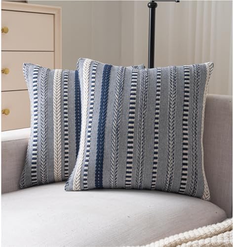 Boho Throw Pillow Covers 20×20 Inch Set of 2, Farmhouse Decorative Couch Pillow Cases, Navy Blue Accent Pillows of Bed, Sofa Bedroom Living Room Home Decor Cushion Cover Boho Throw Pillow Covers 20×20 Inch Set of 2, Farmhouse Decorative Couch Pillow Cases, Navy Blue Accent Pillows of Bed, Sofa Bedroom Living Room Home Decor Cushion Cover