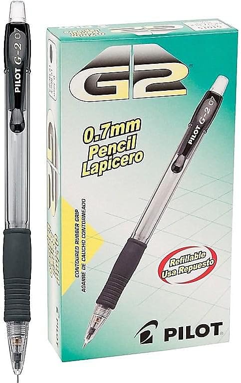 Pilot 51015 Mechanical Pencil, Rubber Grip, Refillable.7mm, Black