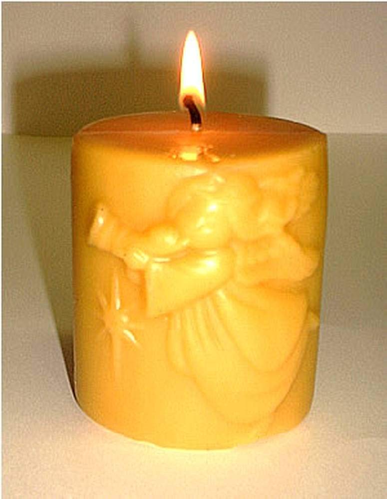 Pure Beeswax Decorative Pillar Candles - Angel Figurine - 2.5 x 3 inch Tall