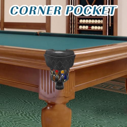 Billiard Pool Table Pockets Heavy Duty PU Leather Billiard Pockets Set of 6,Including 4 Corner Pockets and 2 Side Pockets,Black - Image 5
